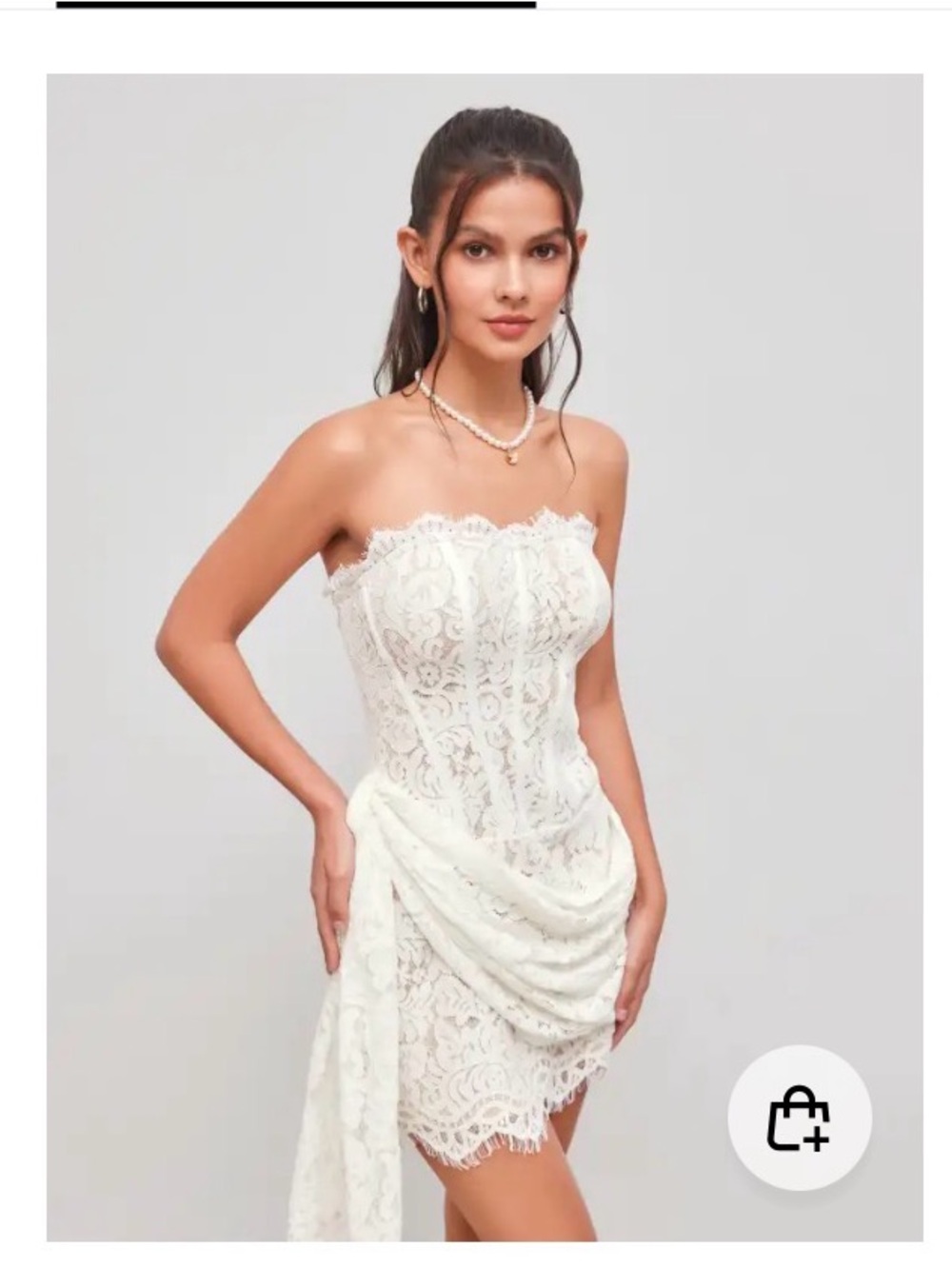 Cider Strapless Lace Corset Mini Dress in White